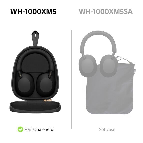 Sony WH-1000XM5 inkl. Hardcase, Kabelloser Premium-Kopfhörer mit Noise Cancelling, Bluetooth, kristallklare Anrufqualität, Hi-Res-Audio, bis zu 30 Std Akkulaufzeit, iOS & Android - Schwarz