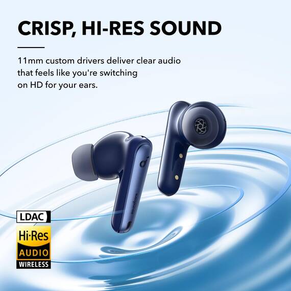 soundcore by Anker Liberty 4 NC Bluetooth-Kopfhörer mit Geräuschunterdrückung, 98,5% Noise Cancelling, Adaptive Geräuschunterdrückung für Ohren und Umgebung, Hi-Res Sound, 50H Wiedergabe (Blau)