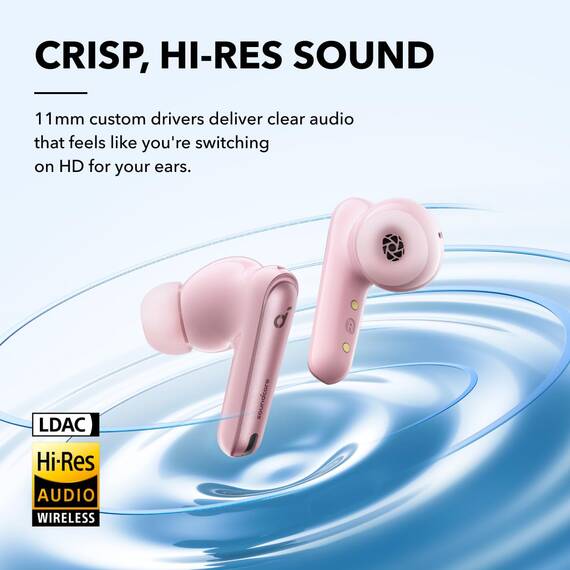 soundcore by Anker Liberty 4 NC Kabellose Earbuds mit Geräuschunterdrückung, 98,5% Noise Cancelling, Adaptive Geräuschunterdrückung für Ohren und Umgebung, Hi-Res Sound, 50H Wiedergabe (Rosa)