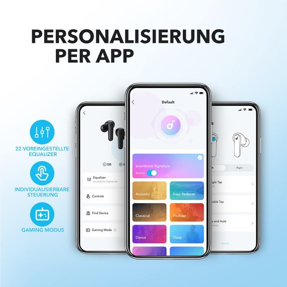 soundcore by Anker P20i Kabellose Bluetooth Kopfhörer in-Ear, 10mm Treiber, Bluetooth 5.3, Anpassbarer EQ, 30 Std. Spielzeit, IPX5 wasserfest, 2 Mikros mit KI, einzeln verwendbar (Blau)