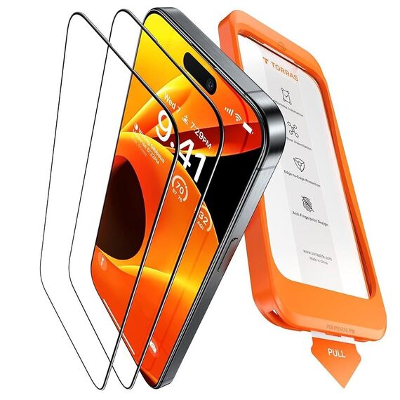 TORRAS für iPhone 16 Pro für Panzerglas [TOP Stoßfest] Schutzfolie für iPhone 16 Pro Folie 9H+ Schutzglas Absolut Anti-Fingerabdruck [0 Blasen & 0 Staub Montage], Kompatibel mit Hülle, 2 Stück