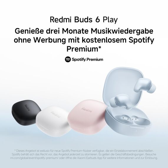 Redmi Buds 6 Play - In-Ear Kopfhörer, 36h Akkulaufzeit, 10mm Dynamik-Treiber mit 4 EQ-Einstellungen, AI-Geräuschunterdrückung für Anrufe, Bluetooth 5.4, Schnellladen für 3h Musik in 10 Minuten, Black