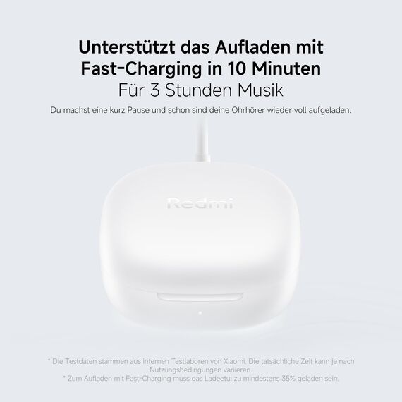 Redmi Buds 6 Play - In-Ear Kopfhörer, 36h Akkulaufzeit, 10mm Dynamik-Treiber mit 4 EQ-Einstellungen, AI-Geräuschunterdrückung für Anrufe, Bluetooth 5.4, Schnellladen für 3h Musik in 10 Minuten, Black
