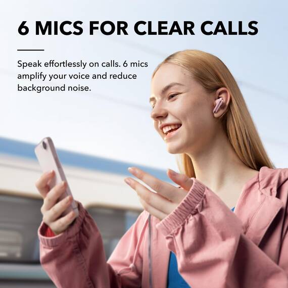 soundcore by Anker Liberty 4 NC Kabellose Earbuds mit Geräuschunterdrückung, 98,5% Noise Cancelling, Adaptive Geräuschunterdrückung für Ohren und Umgebung, Hi-Res Sound, 50H Wiedergabe (Rosa)