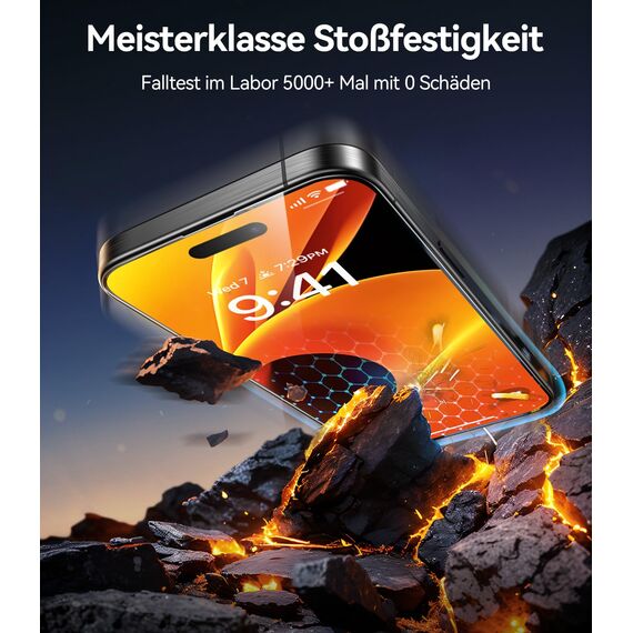 TORRAS für iPhone 16 Pro für Panzerglas [TOP Stoßfest] Schutzfolie für iPhone 16 Pro Folie 9H+ Schutzglas Absolut Anti-Fingerabdruck [0 Blasen & 0 Staub Montage], Kompatibel mit Hülle, 2 Stück
