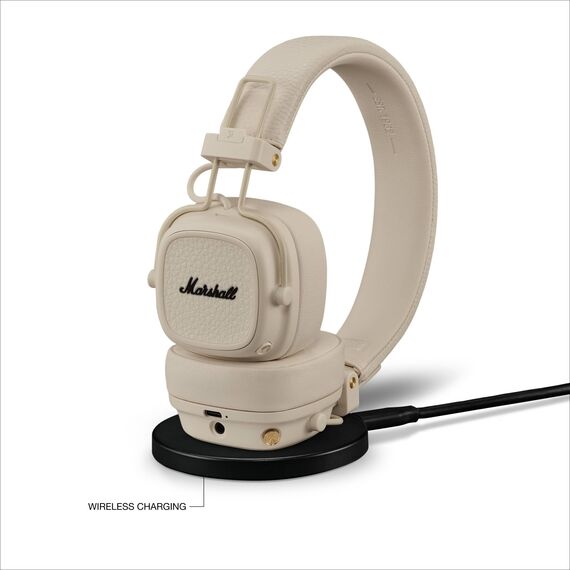 Marshall Major V Bluetooth Kopfhörer, 100 Stunden Spielzeit – Crème