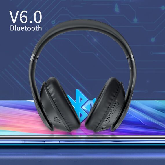 Uliptz Bluetooth Kopfhörer Over Ear, 65 Stunden Spielzeit Kopfhörer Kabellos mit 6 EQ-Modi, HiFi-Stereo Faltbares Bluetooth 6.0 Wireless Headphones für Reisen/Büro/Handy/PC (Schwarz)