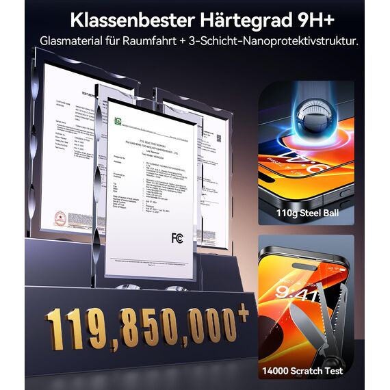 TORRAS für iPhone 16 Pro für Panzerglas [TOP Stoßfest] Schutzfolie für iPhone 16 Pro Folie 9H+ Schutzglas Absolut Anti-Fingerabdruck [0 Blasen & 0 Staub Montage], Kompatibel mit Hülle, 2 Stück