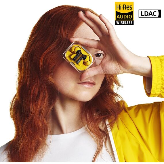 Nothing Ear (a) kopfhörer kabellos Bluetooth mit ANC, Bass-Enhance-Algorithmus und bis zu 42,5 Stunden Wiedergabezeit - Gelb