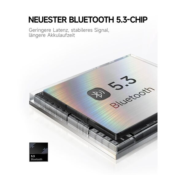 Picun B8 Bluetooth-Kopfhörer, 120 Stunden Wiedergabezeit, kabellose Bluetooth-Kopfhörer mit 3 EQ-Modi, niedriger Latenz, Freisprechfunktion, Over-Ear-Kopfhörer für Reisen, Schwarz