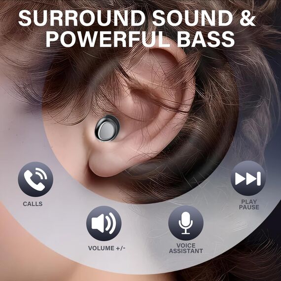 Doubc Schlafkopfhörer Bluetooth 5.4 Mini Kopfhörer, 2025 Neue in Ear Kopfhörer Kabellos mit 25 Stunden Akkulaufzeit, Weiche Ohrhörer Schlafen Sleepbuds, Sanfter Klang Bequem Tragen ohne Druckgefühl