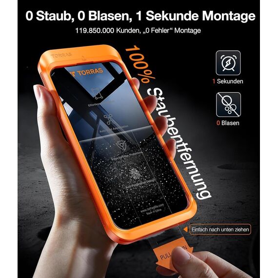 TORRAS für iPhone 15 Pro Max für Panzerglas [TOP Bruchsicherheit] 9H+ Härte Folie Full Screen Militärstandard Schutzglas [Auto-Installation] Anti-Fingerabdruck, 2 Stück