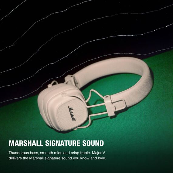 Marshall Major V Bluetooth Kopfhörer, 100 Stunden Spielzeit – Crème