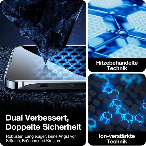 TORRAS für iPhone 15 Pro Max für Panzerglas [TOP Bruchsicherheit] 9H+ Härte Folie Full Screen Militärstandard Schutzglas [Auto-Installation] Anti-Fingerabdruck, 2 Stück
