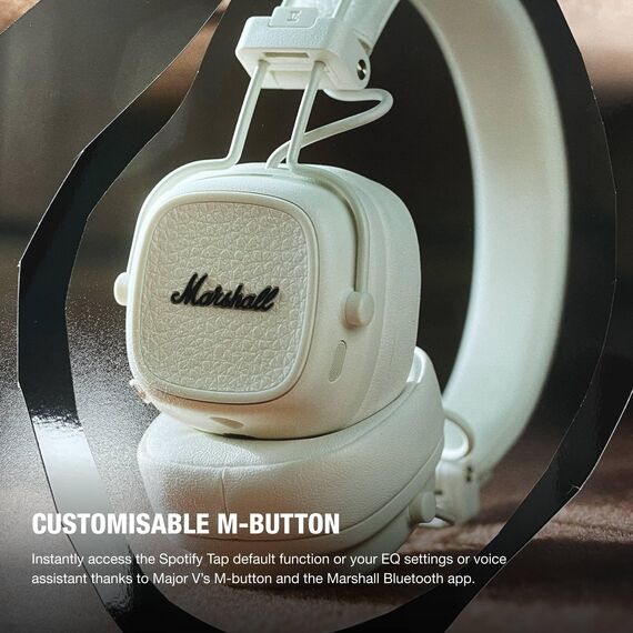Marshall Major V Bluetooth Kopfhörer, 100 Stunden Spielzeit – Crème
