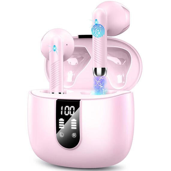 Bluetooth 5.4 Kopfhörer, In Ear Kopfhörer Kabellos mit 4 Mic, 48H Tiefer Bass Spielzeit Wireless Earbud, LED-Anzeige, Bluetooth Ohrhörer mit ENC Noise Cancelling, IP7 Wasserdicht Kopfhörer Sport USB-C