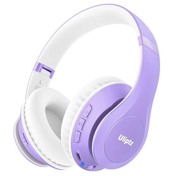 Uliptz Kabellose Bluetooth-Kopfhörer, 65 Stunden Spielzeit, 6 EQ-Soundmodi, HiFi-Stereo-Over-Ear-Kopfhörer mit Mikrofon, Faltbare Bluetooth 6.0-Kopfhörer für Reisen/Büro/Handy/TV/PC (Lila)