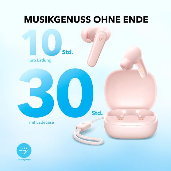 soundcore by Anker P20i Kabellose Bluetooth Kopfhörer in-Ear, 10mm Treiber, Bluetooth 5.3, Anpassbarer EQ, 30 Std. Spielzeit, IPX5 wasserfest, 2 Mikros mit KI, einzeln verwendbar (rosa)
