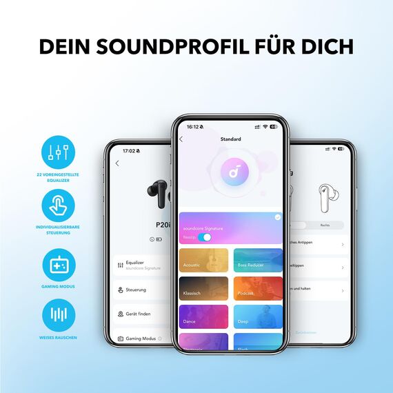 soundcore by Anker P20i Kabellose Bluetooth Kopfhörer in-Ear, 10mm Treiber, Bluetooth 5.3, Anpassbarer EQ, 30 Std. Spielzeit, IPX5 wasserfest, 2 Mikros mit KI, einzeln verwendbar (hellblau)