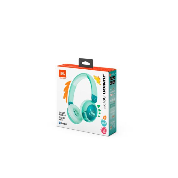 JBL Junior 320 BT, Kabellose On-Ear Bluetooth-Kopfhörer mit eingebautem Mikrofon für Kinder, 50 h Wiedergabe, JBL Safe Sound, geringer Lautstärke, einfacher Bedienung und Sticker-Set, Grün