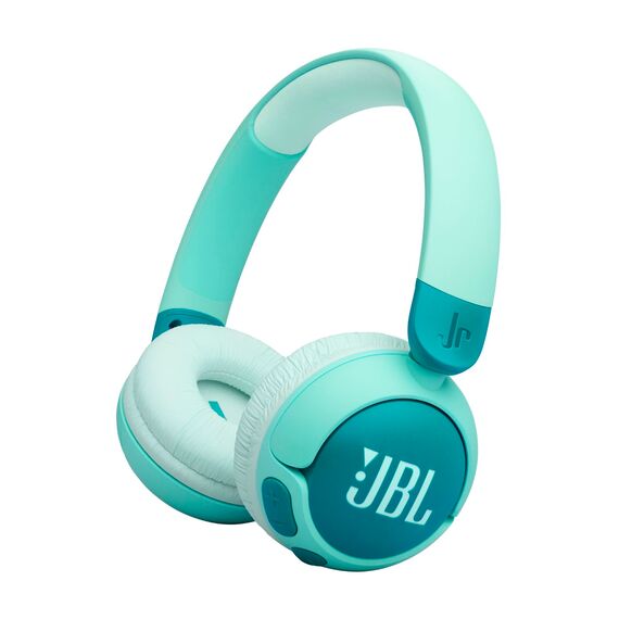 JBL Junior 320 BT, Kabellose On-Ear Bluetooth-Kopfhörer mit eingebautem Mikrofon für Kinder, 50 h Wiedergabe, JBL Safe Sound, geringer Lautstärke, einfacher Bedienung und Sticker-Set, Grün
