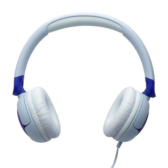JBL Junior 320, On-Ear-Kopfhörer mit Kabel und eingebautem Mikrofon für Kinder, JBL Safe Sound, niedriger Lautstärke, 12 mm Soft Pad und Sticker-Set, tragbares Design, Blau