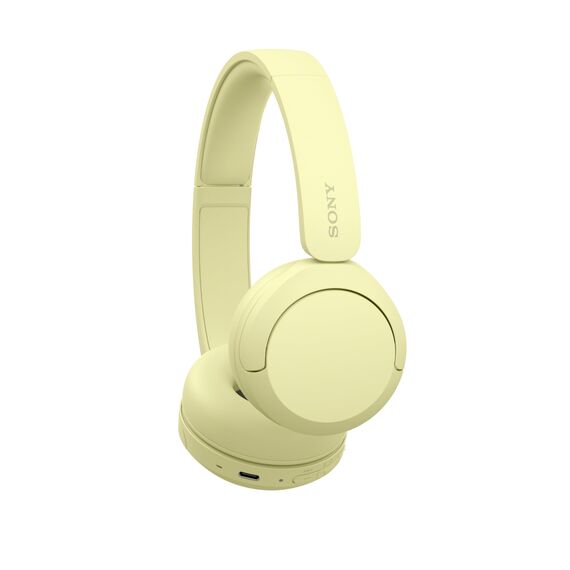 Sony WH-CH520 Kabelloser Bluetooth On-Ear-Kopfhörer, hohe Klangqualität, leichtes Design, bis zu 50 Stunden Akkulaufzeit, Schnellladung, EQ, klare Gesprächsqualität, iOS und Android - Gelb