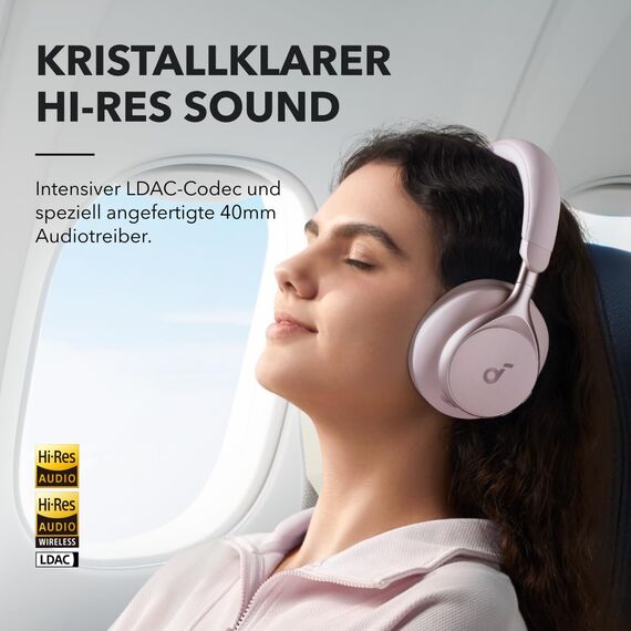 soundcore by Anker, Space One, Active Noise Cancelling Headphones, 2X Stronger Voice Reduction, 40H ANC Playtime, App Control, LDAC Hi-Res Wireless Audio, Comfortable Fit, Clear Calls, Bluetooth 5.3