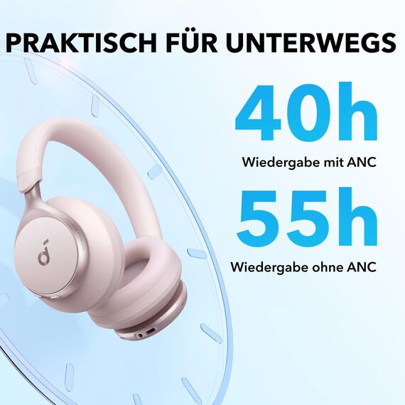 soundcore by Anker, Space One, Active Noise Cancelling Headphones, 2X Stronger Voice Reduction, 40H ANC Playtime, App Control, LDAC Hi-Res Wireless Audio, Comfortable Fit, Clear Calls, Bluetooth 5.3