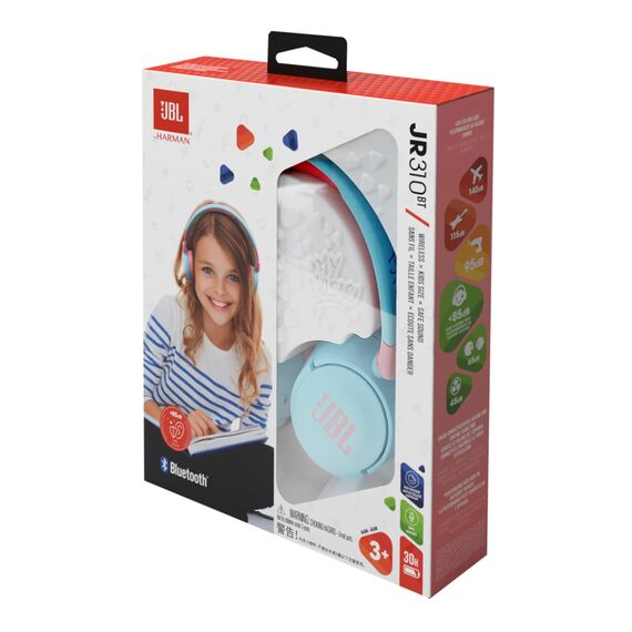 JBL Jr310 BT On-Ear Kinder-Kopfhörer - Hellblau-Rosa – Kabellose Bluetooth-Ohrhörer mit Headset und Fernbedienung – Ideal für Schule und Freizeit