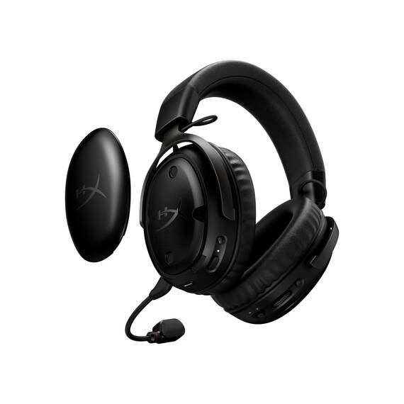 HyperX Cloud III S – Kabelloses Gaming-Headset, Multiplattform, 2,4 GHz, Bluetooth, Akkulaufzeit bis zu 120 Stunden, 2,4 GHz, 53-mm-Neigungstreiber, 10-mm-abnehmbares Mikrofon – Schwarz