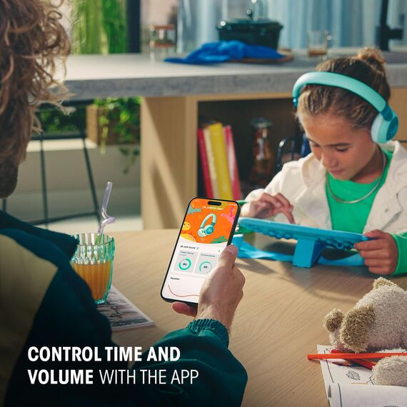 JBL Junior 320 BT, Kabellose On-Ear Bluetooth-Kopfhörer mit eingebautem Mikrofon für Kinder, 50 h Wiedergabe, JBL Safe Sound, geringer Lautstärke, einfacher Bedienung und Sticker-Set, Grün