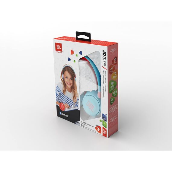 JBL Jr310 BT On-Ear Kinder-Kopfhörer - Hellblau-Rosa – Kabellose Bluetooth-Ohrhörer mit Headset und Fernbedienung – Ideal für Schule und Freizeit