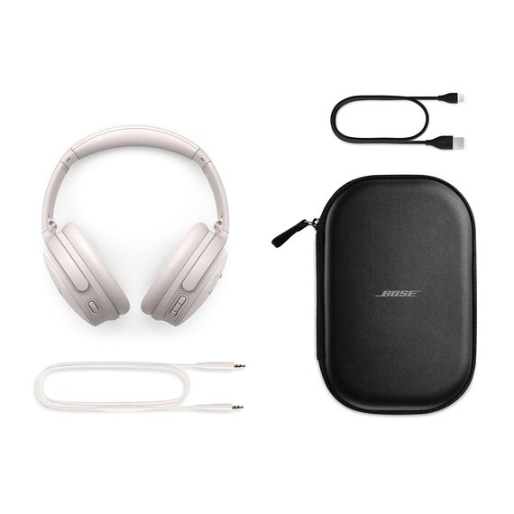 Bose QuietComfort Kabellose Kopfhörer mit Mikrofon und Noise-Cancelling, Bluetooth Over-Ear-Kopfhörer mit Noise-Cancelling, bis 24 Stunden Akkulaufzeit, Rauchweiß