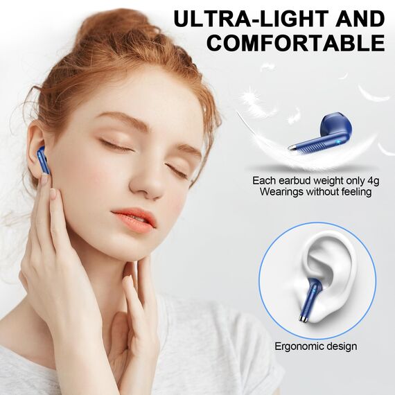 Bluetooth 5.3 Kopfhörer, In Ear Kopfhörer Kabellos mit 4 Mic, 48H Tiefer Bass Spielzeit Wireless Earbud, LED-Anzeige, Bluetooth Ohrhörer mit ENC Noise Cancelling, IP7 Wasserdicht Kopfhörer Sport USB-C