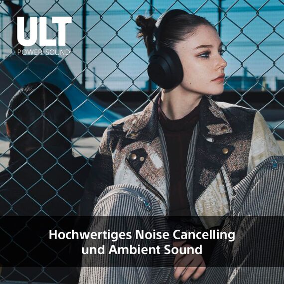 Sony ULT WEAR - Kabellose Kopfhörer mit Noise Cancelling, ULT Power Sound, ultimativer Deep Bass, selbem Prozessor wie WH-1000XM5, klare Anrufe, 30 Stunden Akkulaufzeit, iOS und Android - Schwarz