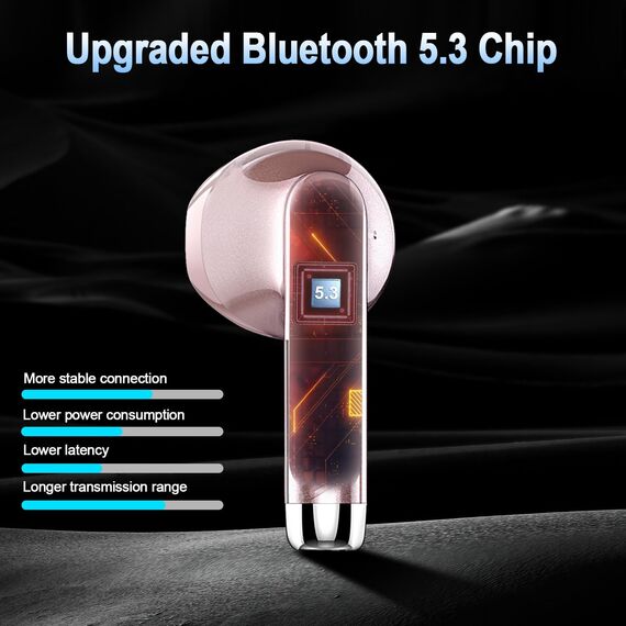 Bluetooth 5.3 Kopfhörer, In Ear Kopfhörer Kabellos mit 4 Mic, 48H Tiefer Bass Spielzeit Wireless Earbud, LED-Anzeige, Bluetooth Ohrhörer mit ENC Noise Cancelling, IP7 Wasserdicht Kopfhörer Sport USB-C