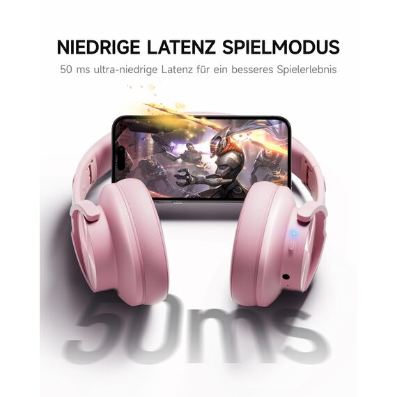 Picun B8 Kopfhörer, kabellos, Bluetooth, 120H Bluetooth-Kopfhörer über Ohr mit 3EQ-Musikmodi, Freisprecheinrichtung, tiefer Bass-Kopfhörer für Reisen, Zuhause, Büro, Handy, PC (Rosa)