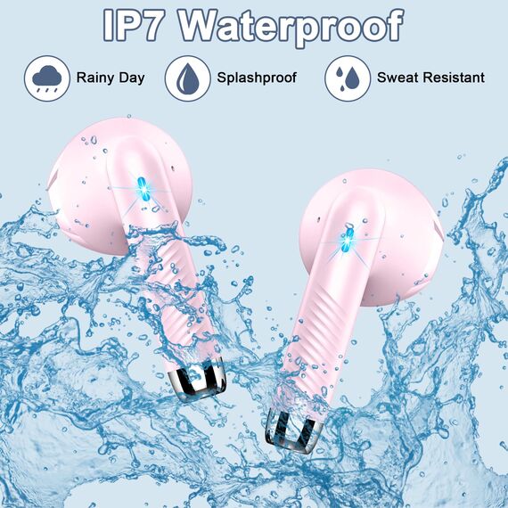Bluetooth 5.4 Kopfhörer, In Ear Kopfhörer Kabellos mit 4 Mic, 48H Tiefer Bass Spielzeit Wireless Earbud, LED-Anzeige, Bluetooth Ohrhörer mit ENC Noise Cancelling, IP7 Wasserdicht Kopfhörer Sport USB-C