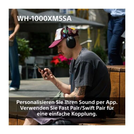 WH-1000XM5 SA inkl. Leichter Schutzhülle, Kabelloser Premium-Kopfhörer mit Noise Cancelling, Bluetooth, kristallklare Anrufqualität, Hi-Res-Audio, bis zu 30 Std Akkulaufzeit, iOS & Android - Schwarz