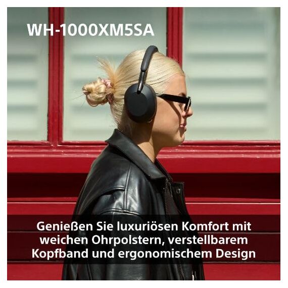 WH-1000XM5 SA inkl. Leichter Schutzhülle, Kabelloser Premium-Kopfhörer mit Noise Cancelling, Bluetooth, kristallklare Anrufqualität, Hi-Res-Audio, bis zu 30 Std Akkulaufzeit, iOS & Android - Schwarz