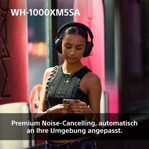 WH-1000XM5 SA inkl. Leichter Schutzhülle, Kabelloser Premium-Kopfhörer mit Noise Cancelling, Bluetooth, kristallklare Anrufqualität, Hi-Res-Audio, bis zu 30 Std Akkulaufzeit, iOS & Android - Schwarz