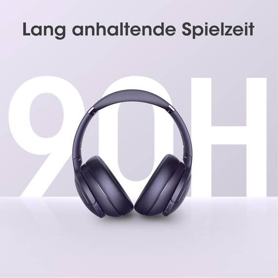 DOQAUS Kopfhörer Kabellos Bluetooth,Bis zu 90 Std Bluetooth Kopfhörer Over-Ear mit 3 EQ-Modi, HiFi Stereo, Eingebautes Mikrofon, Faltbares Wireless Headphones für Handys/iPad/Laptops/PC (Lila)