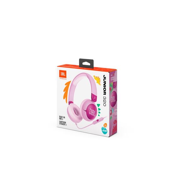 JBL Junior 320, On-Ear-Kopfhörer mit Kabel und eingebautem Mikrofon für Kinder, JBL Safe Sound, niedriger Lautstärke, 12 mm Soft Pad und Sticker-Set, tragbares Design, Lila