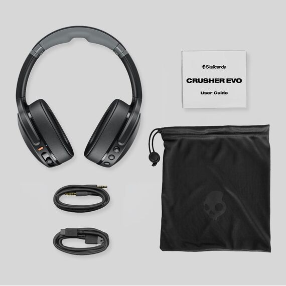 Skullcandy Crusher Evo Wireless Bluetooth Headphones with Multi-Sensory Bass, Noise Isolating Over-Ear Fit, Up to 40 Hours Battery, Microphone for iPhone Android - Primer
