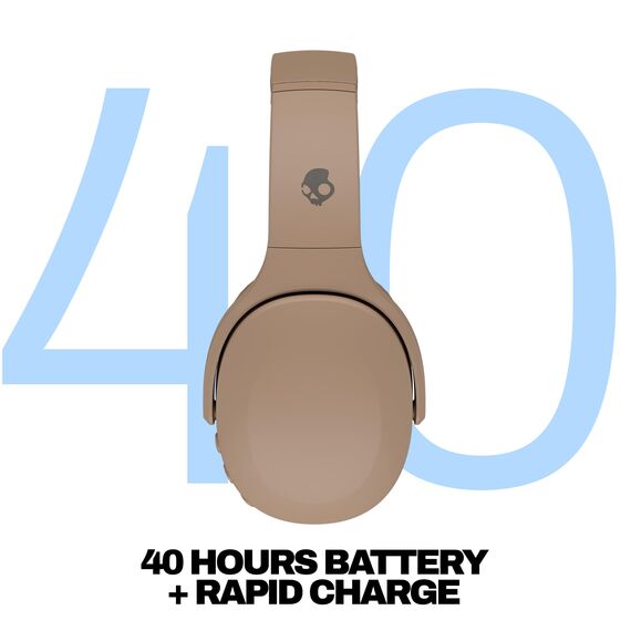Skullcandy Crusher Evo Wireless Bluetooth Headphones with Multi-Sensory Bass, Noise Isolating Over-Ear Fit, Up to 40 Hours Battery, Microphone for iPhone Android - Primer