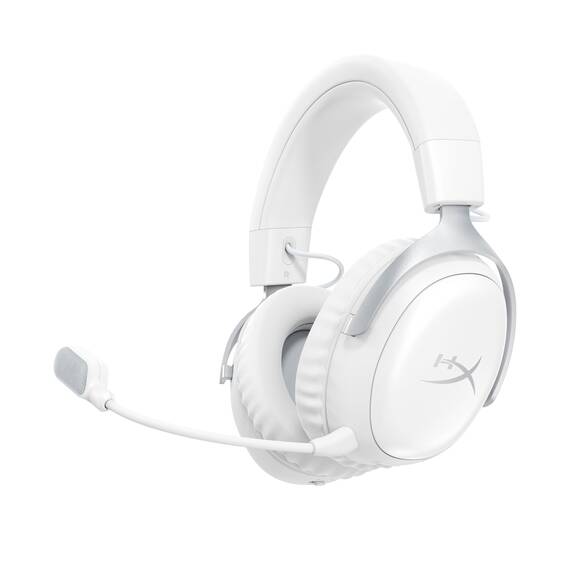 HyperX Cloud III S – Kabelloses Gaming-Headset, Multiplattform, 2,4 GHz, Bluetooth, Akkulaufzeit bis zu 120 Stunden, 2,4 GHz, 53-mm-Neigungstreiber, 10-mm-abnehmbares Mikrofon – Weiß