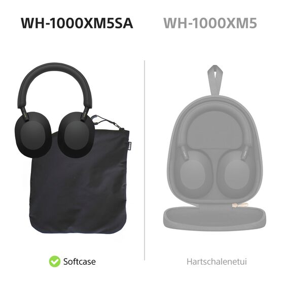 WH-1000XM5 SA inkl. Leichter Schutzhülle, Kabelloser Premium-Kopfhörer mit Noise Cancelling, Bluetooth, kristallklare Anrufqualität, Hi-Res-Audio, bis zu 30 Std Akkulaufzeit, iOS & Android - Schwarz