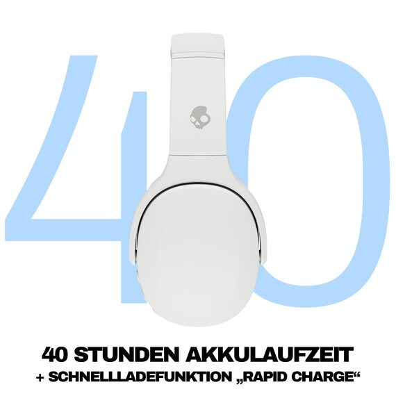 Skullcandy Crusher Evo Over-Ear Wireless-Kopfhörer mit Sensory Bass, 40 Std. Akkulaufzeit, Extra Charging Cable, Mikro, kompatibel mit iPhone, Android und Bluetooth-Geräten, Bone