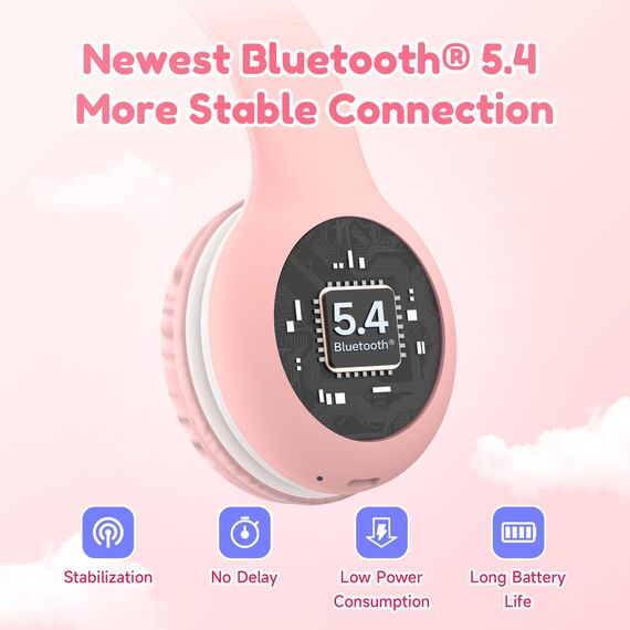 EarFun Bluetooth Kopfhörer Kinder [2er-Pack], 85/94dB Lautstärkeregelung, HiFi Sound, HD-Mikrofon, 40 Std Akku, Faltbare, Einstellbar, Kopfhörer Kabellos für Schule/Reise/PC, mit Sharing Splitter